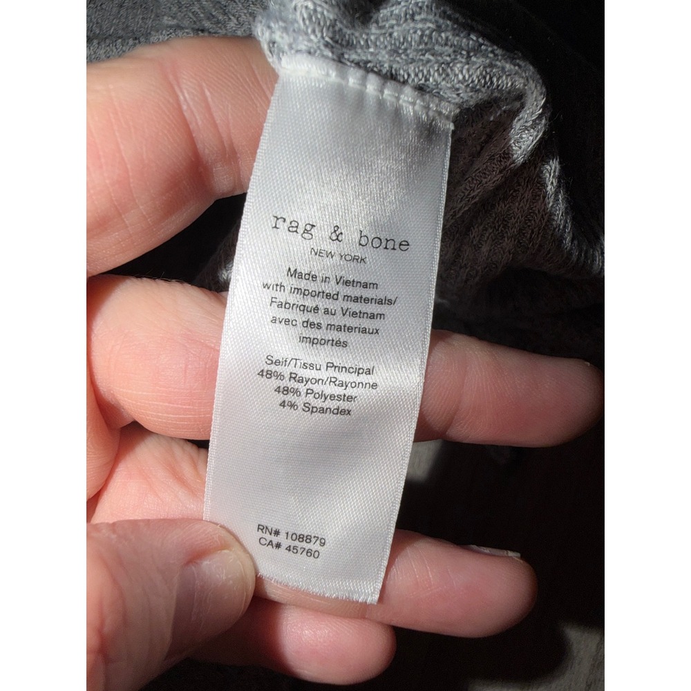 Rag & Bone Heather Grey Ribbed Knit Pullover Hoodie Sweater Womens Medium W3 - Picture 4 of 7